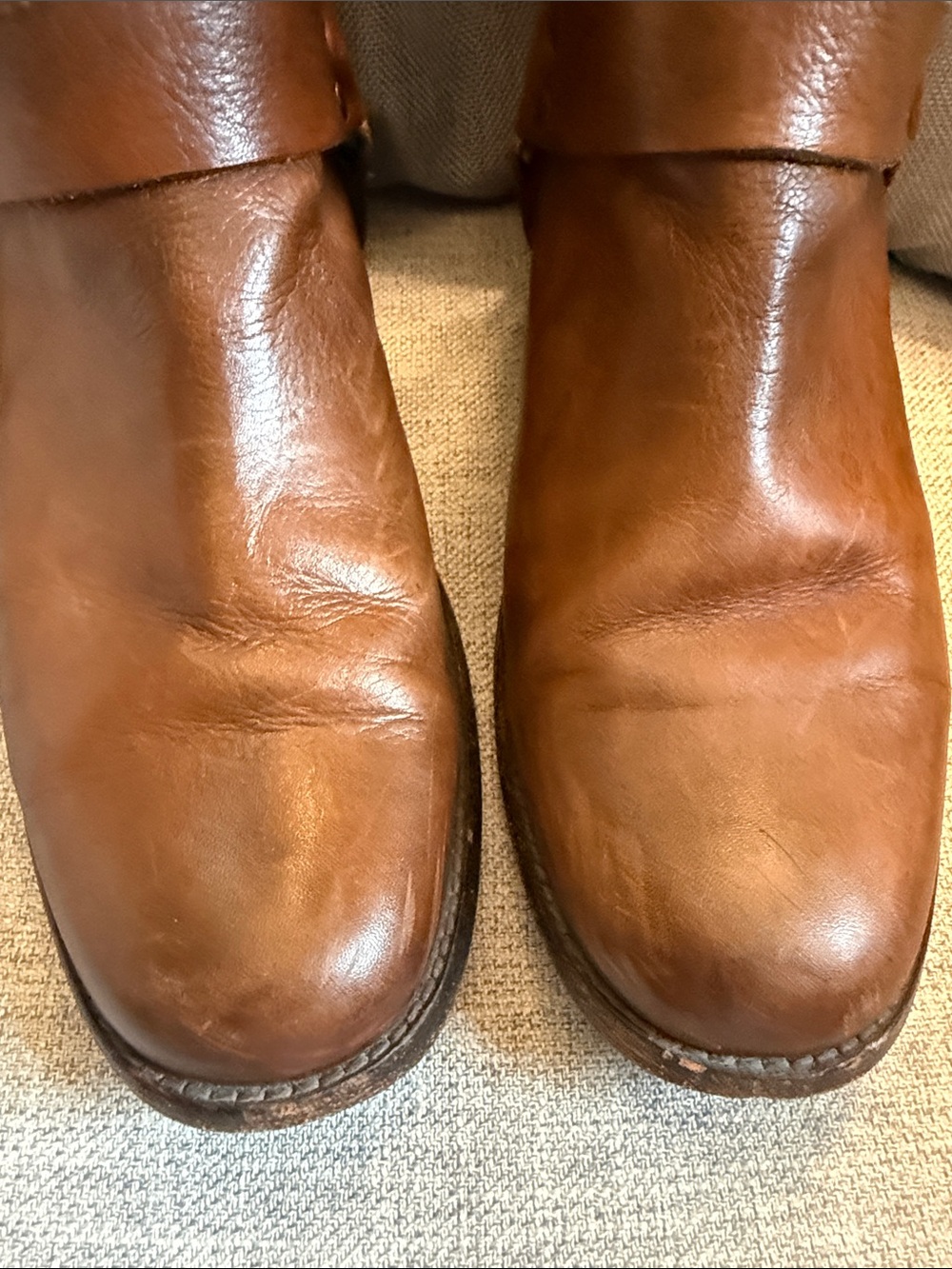 FRYE Women’s Phillip Harness Tall Leather Riding Boots in Cognac Brown Size 9 - Picture 13 of 16